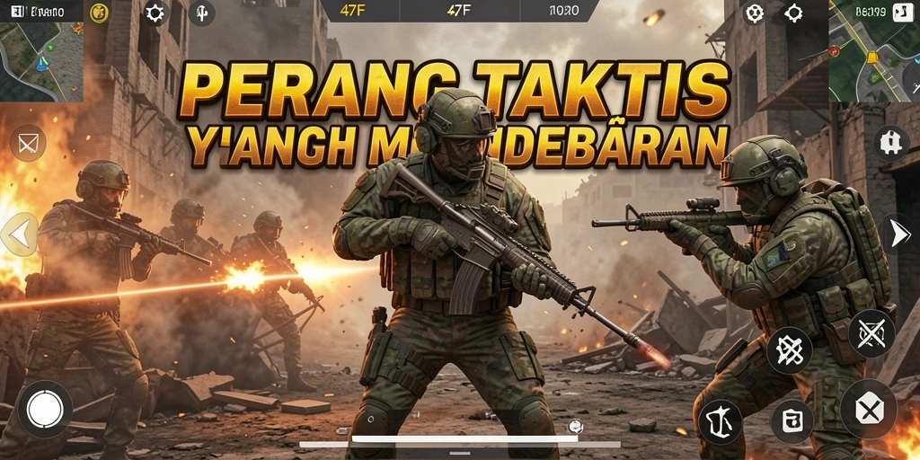 Screenshot gameplay 47F yang menunjukkan aksi tempur seru.