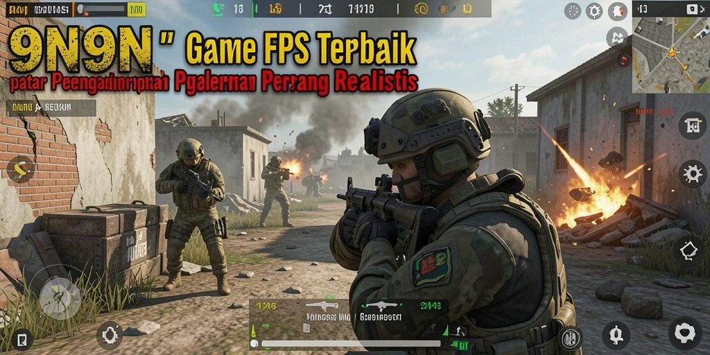 Tangkapan layar <strong>9N9N</strong> menunjukkan aksi pertempuran intens dalam gameplay FPS.
