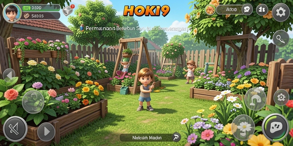 Screenshot HOKI9 menampilkan aktivitas seru dalam berkebun.