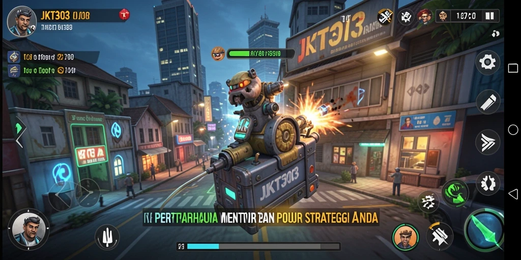 Tampilan gameplay menarik dari JKT303 dalam aksi Tower Defense.